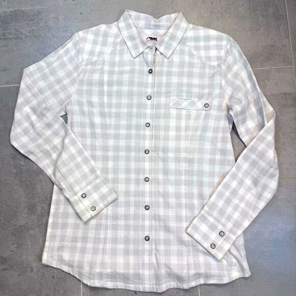 Mountain Khakis White/Tan Plaid Button Down Shirt - women's Large - Picture 1 of 8